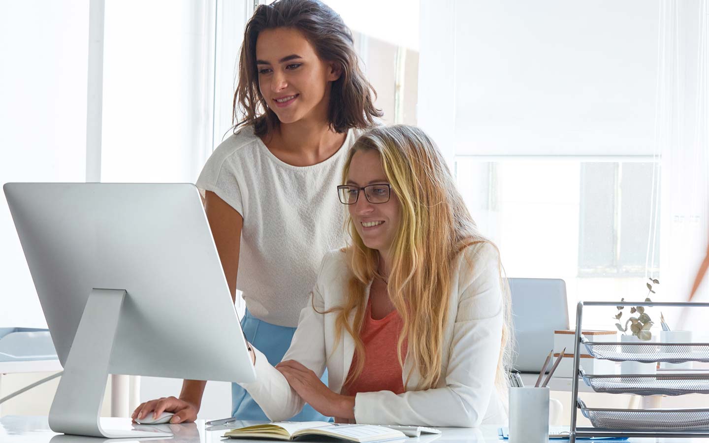 Female students at computers