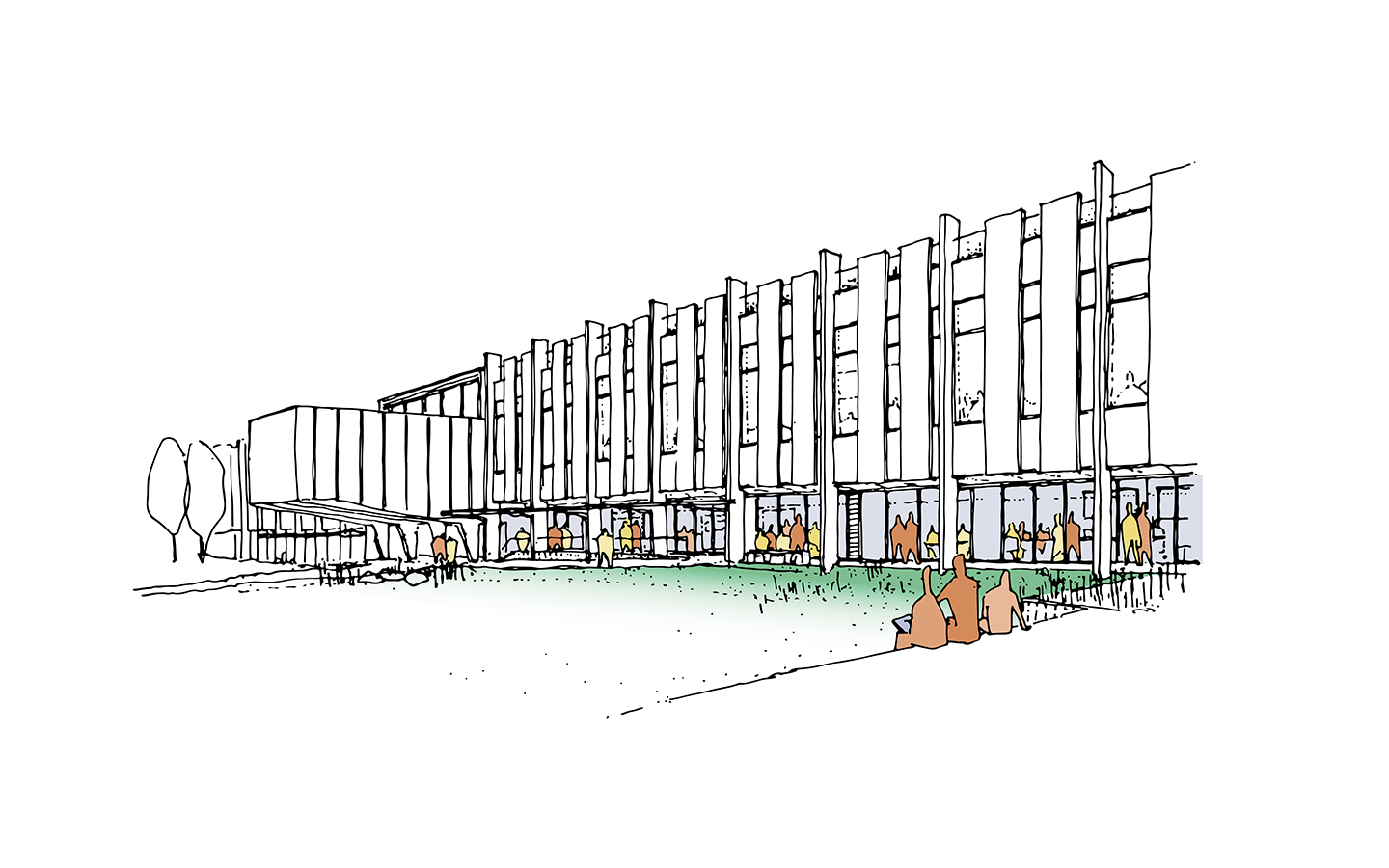 Illustration of a building from the campus development plan