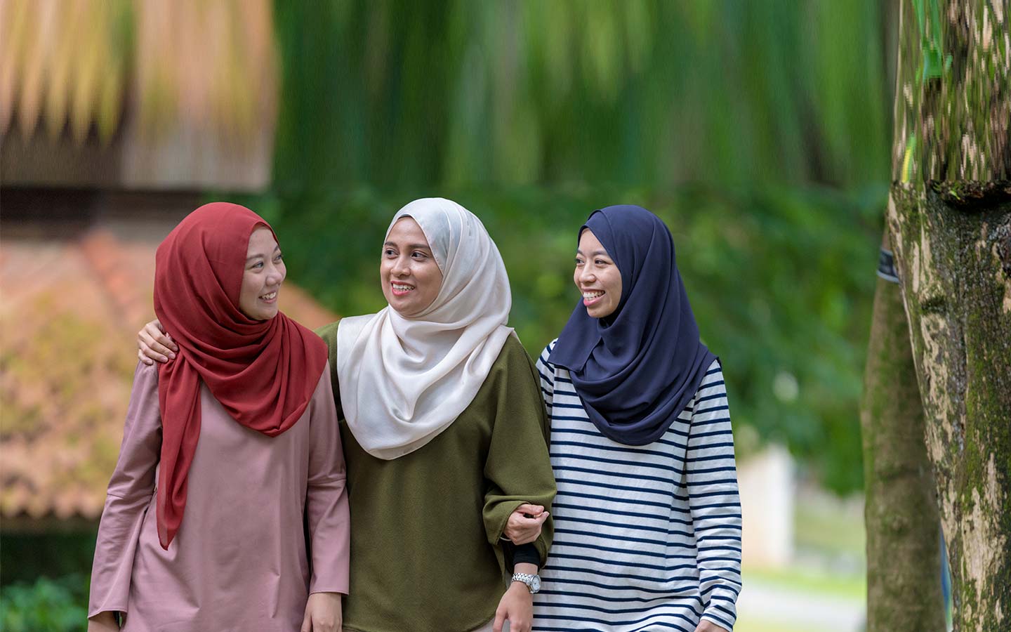 3 Students walking