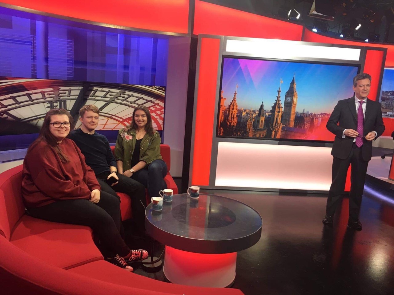 Journalism students BBC studio class=
