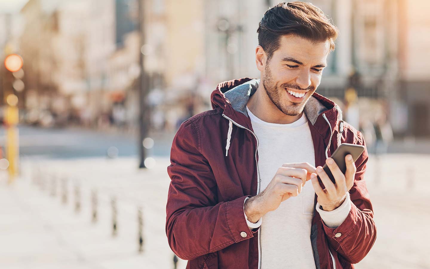 A student using his mobile phone