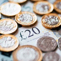 Coins and a banknote