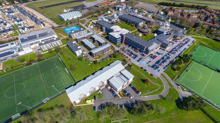 Aerial photo of the Marjon campus