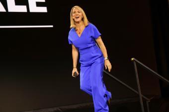 photo of Debra Searle smiling on stage