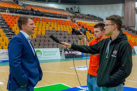 Sports journalism students on work experience