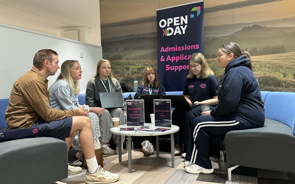 Prospective student and family at an Open Day