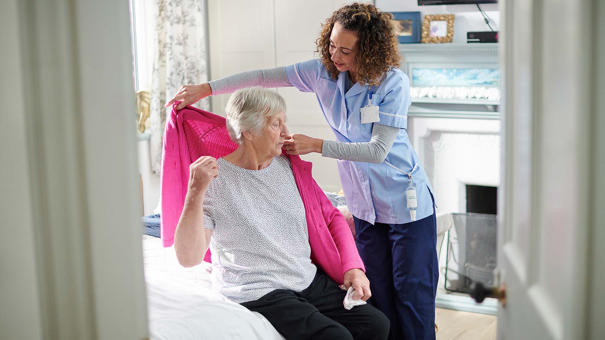 Nurse helping patient 