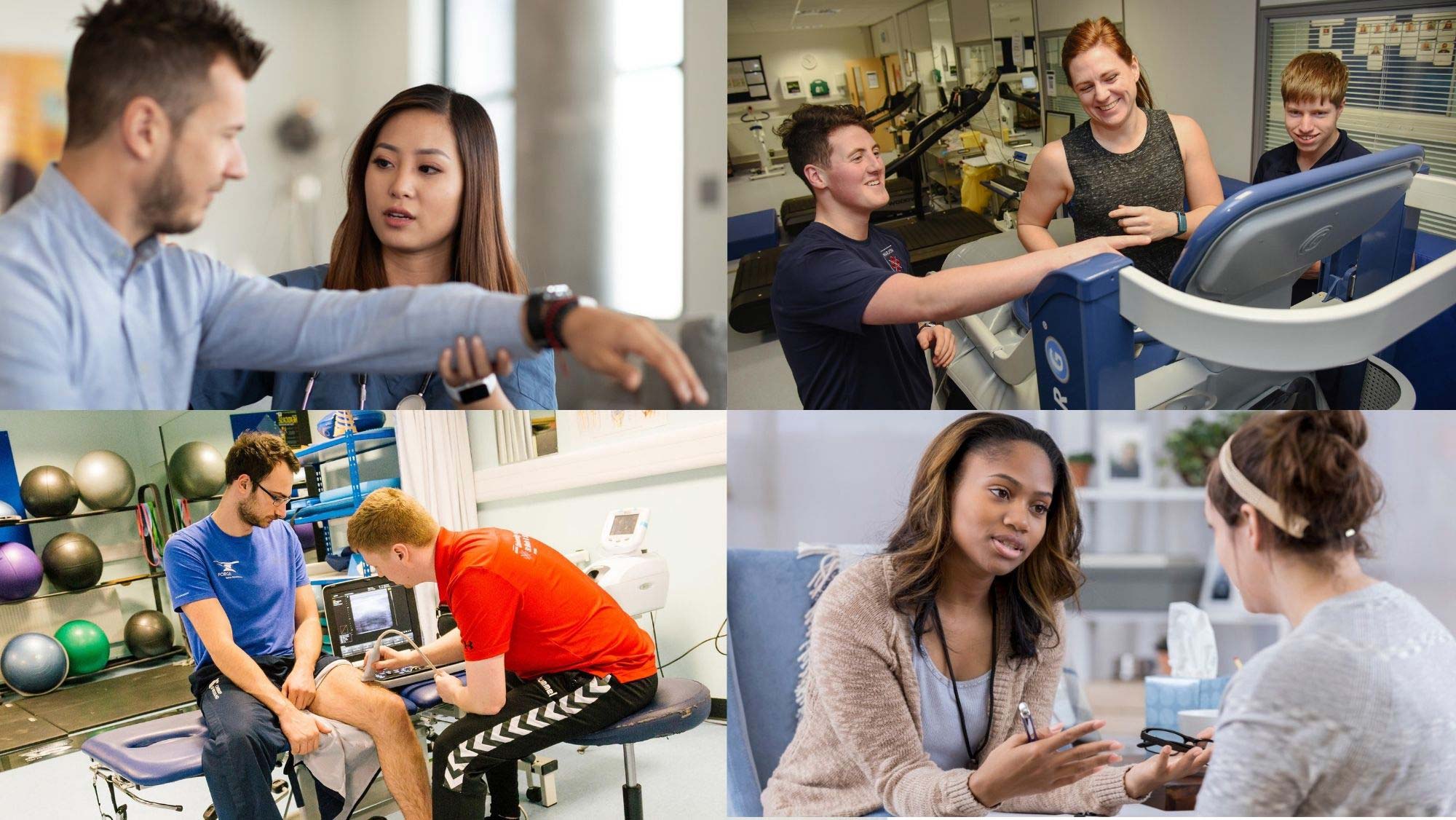 A collage of students training for the health professions