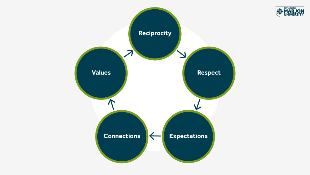 Virtuous circle of mentoring - Reciprocity, Respect, Expectations, Connections and Values