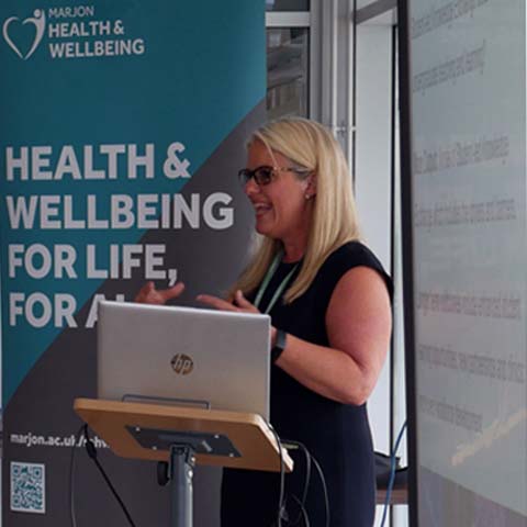 Professor Debby Cotton presents at a Marjon Health and Wellbeing event