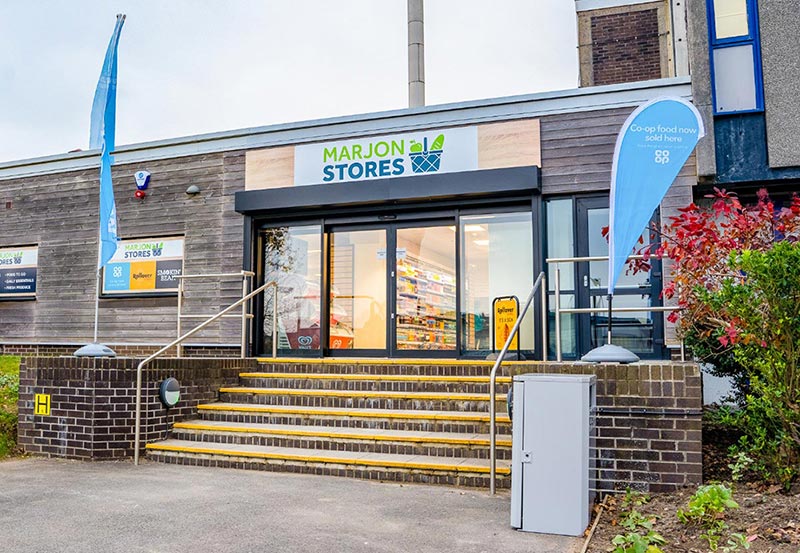 External entrance to Marjon Stores