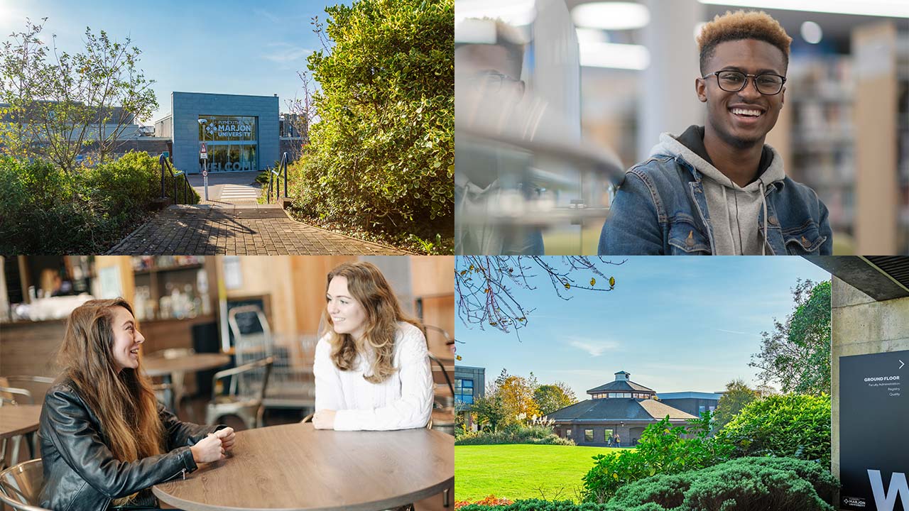 A collecton of images of the Marjon campus and students