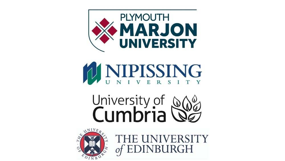 Logos of the conference and webinar series organisers who are Plymouth Marjon University, The University of Cumbria and The University of Edinburgh