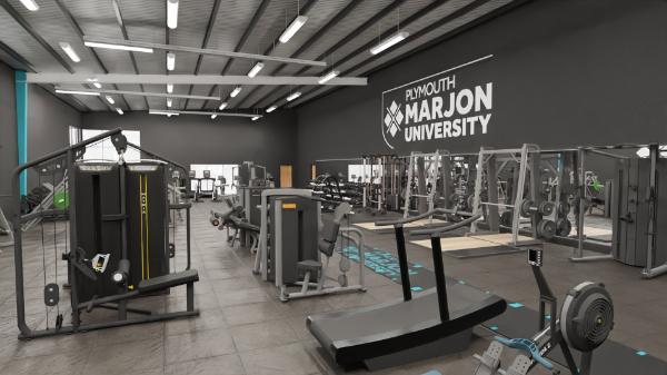 Mock up image of the gym refurbishment at Plymouth Marjon University