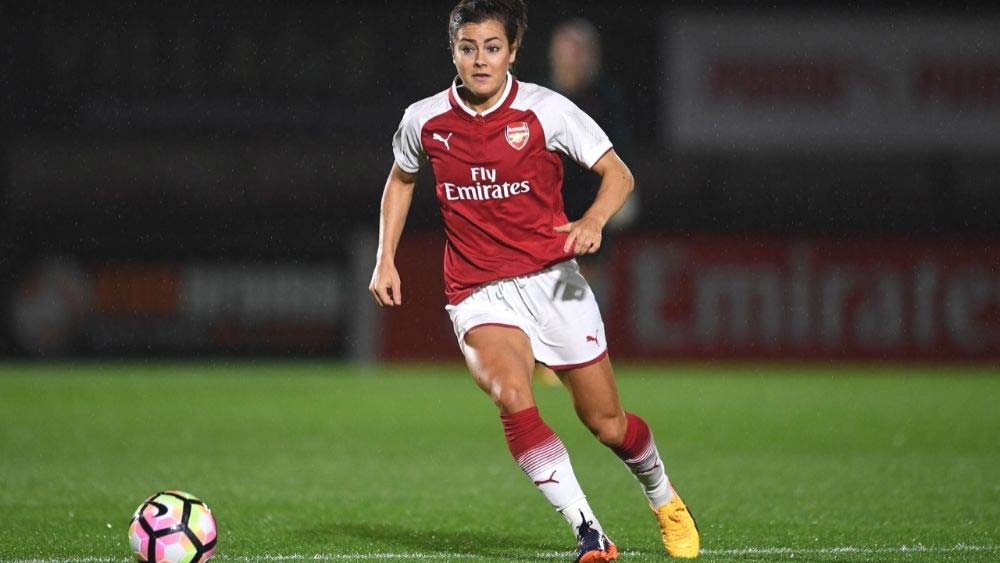 Former scholarship student Jemma Rose playing football for Arsenal Ladies FC