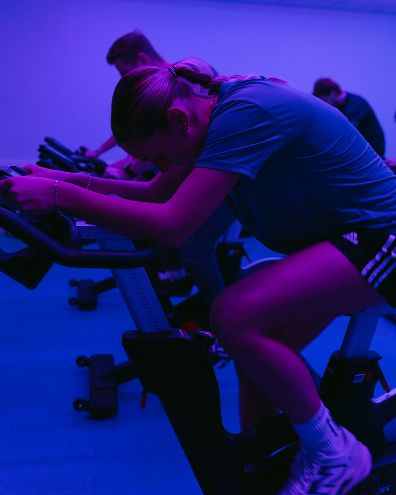 Student in a spinning class at our Sport & Health Centre