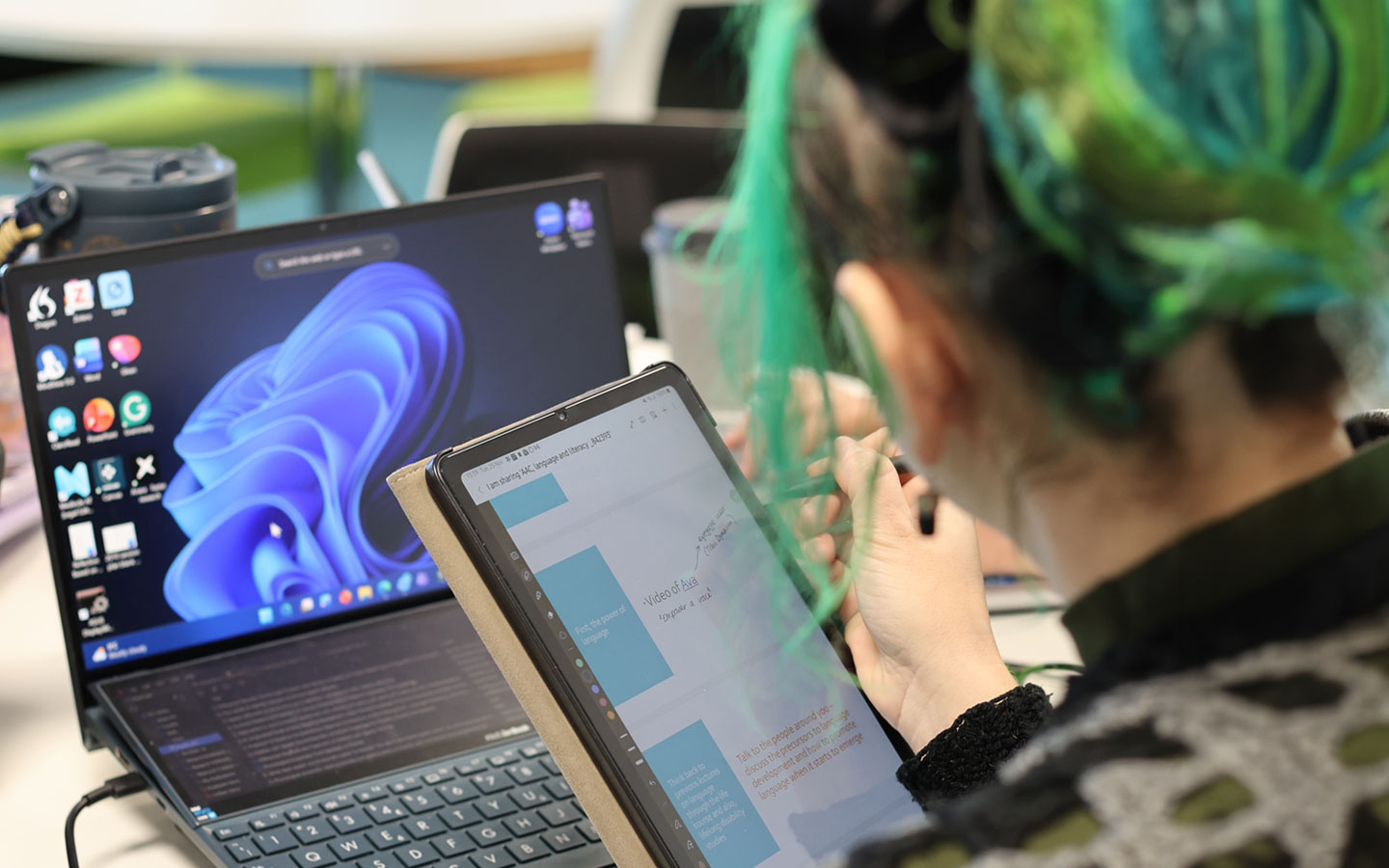 Speech and Language Therapy student working on computer