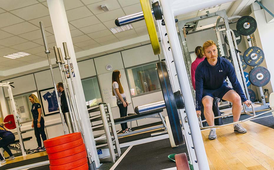 Students work out in the conditioning lab