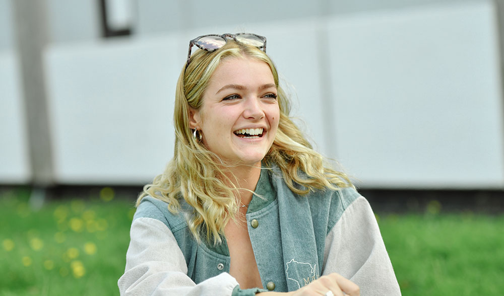 Girl smiling outside