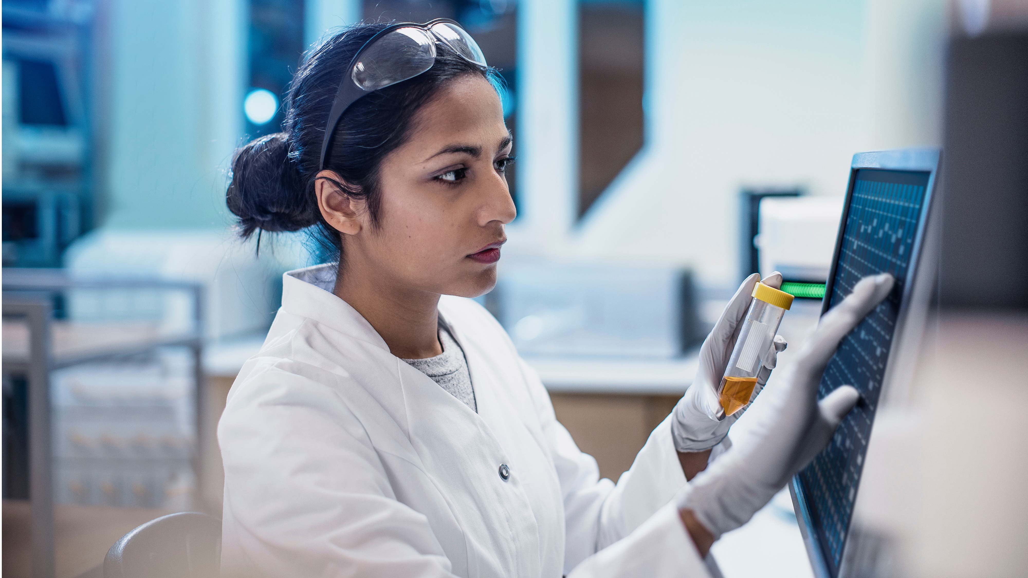 A forensic investigator in the lab