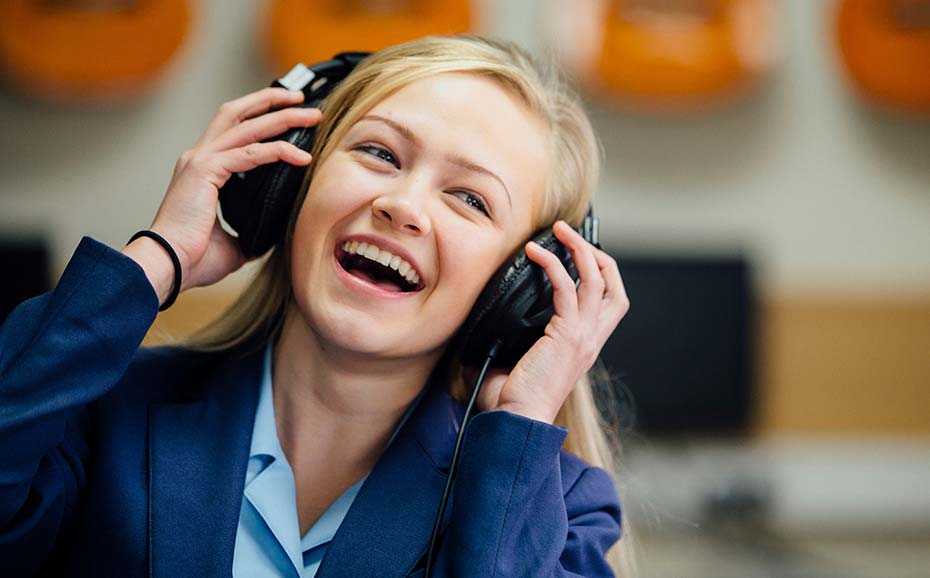 Girl enjoying listening to music