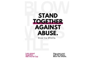 Bold lettering reads 'Stand together against abuse'