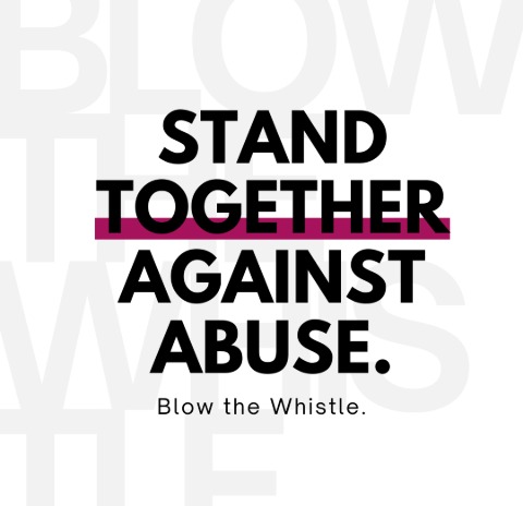 Bold lettering reads 'Stand together against abuse'