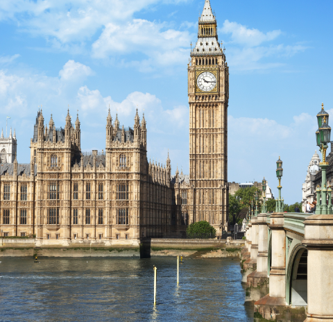Palace of Westminster in London beside the River Thames