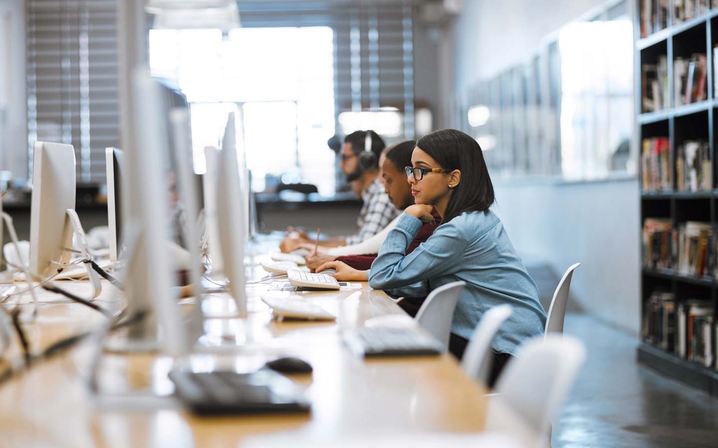 Female student at computer