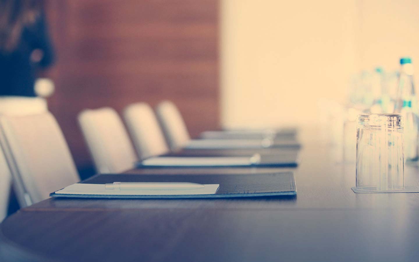 Empty table in a boardroom